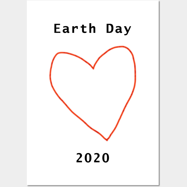 Red Heart Outline for Earth Day Wall Art by ellenhenryart